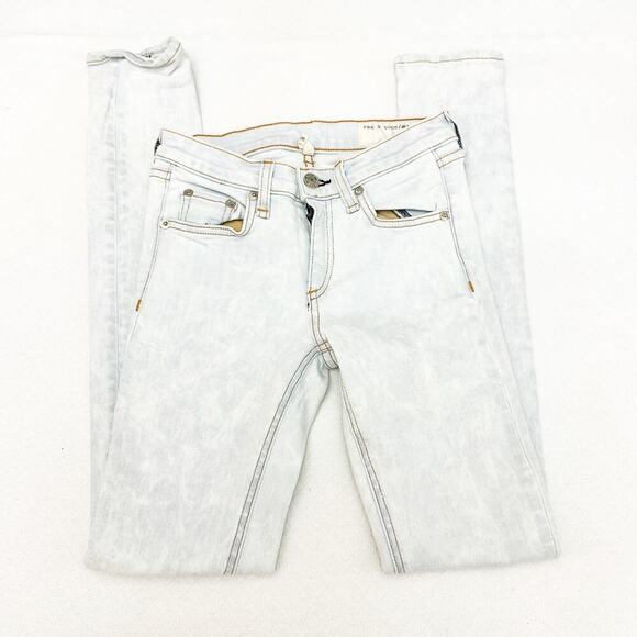 Rag & Bone Skinny Denim Jeans Light Wash Bleach Out Color Size 26 - Picture 4 of 9